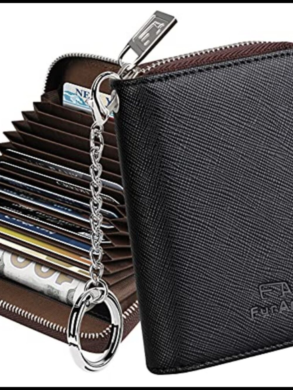 FurArt Zipper Wallet RFID Credit Card Holder Keychain Wallet